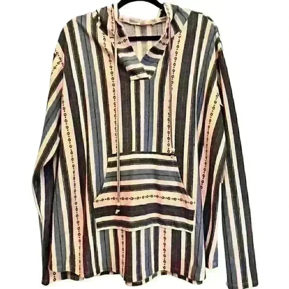 Pie In‎ The Sky Size 3X Hooded Poncho Boho Lightweight Beach Vacation Wear